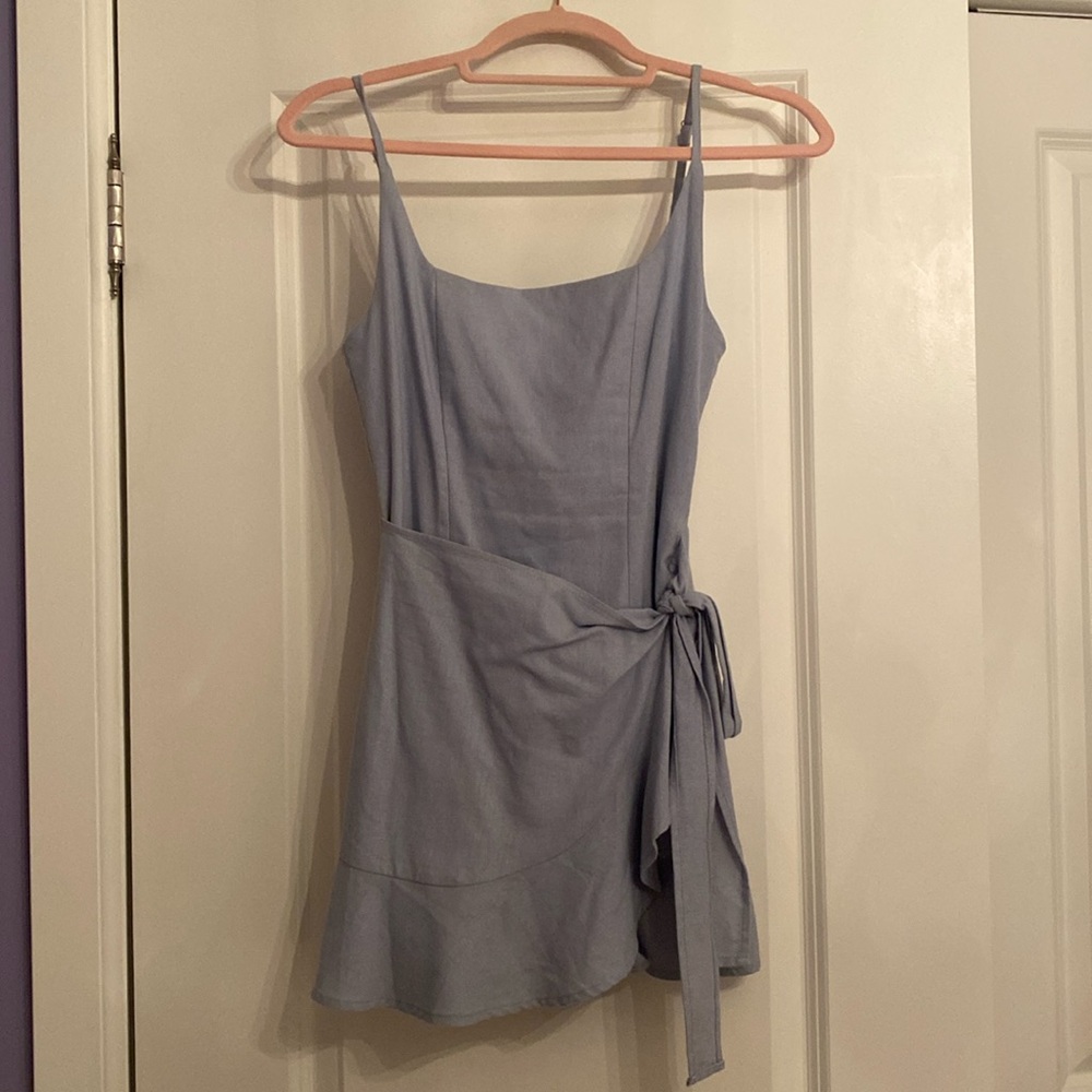 Blue Mini Wrap Dress